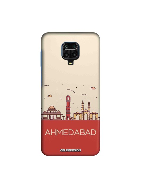 

macmerise Beige & Red Ahmedabad Skyline Xiaomi Redmi Note 9 Pro Back Cover