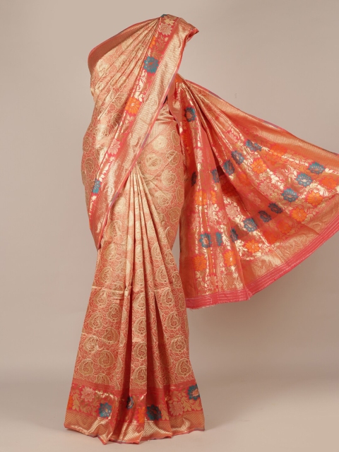 

Pothys Peach-Coloured Woven Design Jute Silk Saree