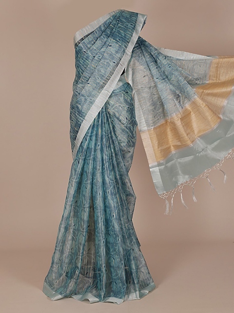 

Pothys Blue Woven Design Tissue Saree