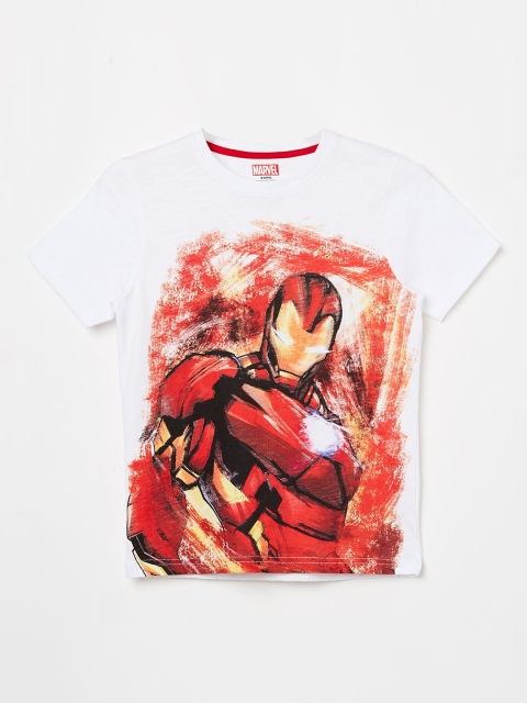 

Fame Forever by Lifestyle Boys White Iron Man Printed Round Neck T-shirt