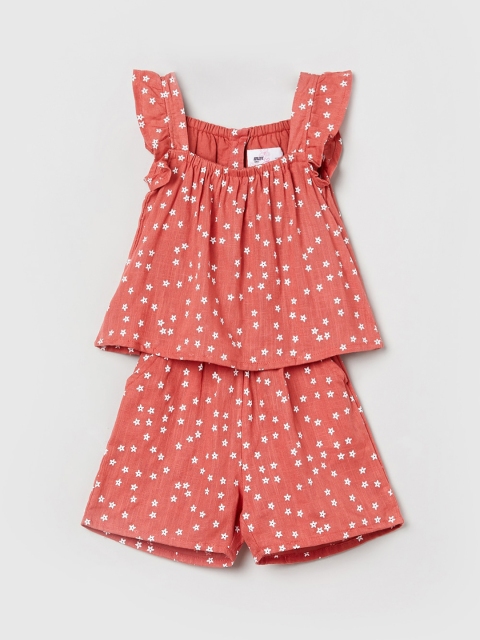 

max Girls Orange & Off-White Printed Playsuit