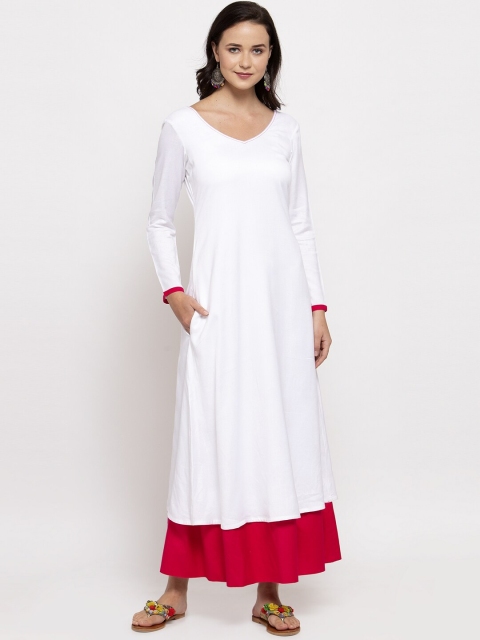 

DUGRI BE THE ONE Women White Solid Maxi Dress