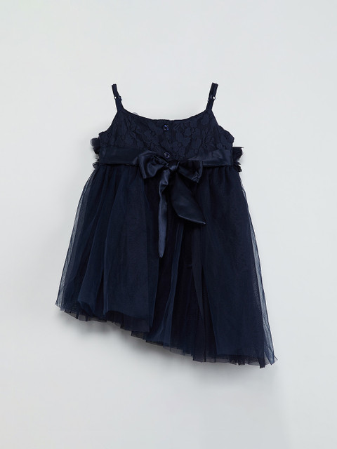 

max Girls Blue Embroidered Fit and Flare Dress