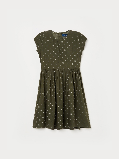 

Fame Forever by Lifestyle Girls Green Printed Fit and Flare Dress