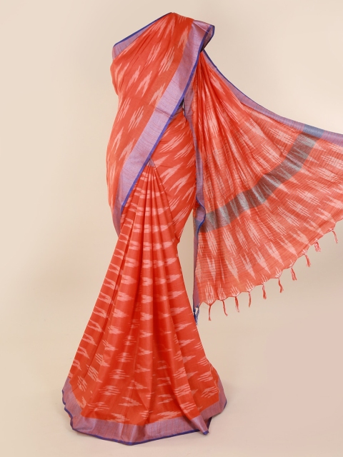 

Pothys Orange Woven Design Linen Blend Saree