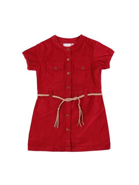 

Pantaloons Junior Girls Red Solid Shirt Style Top