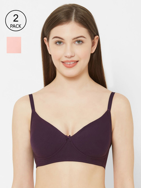 

Juliet Women Pack Of 2 Solid Non-Padded Non-Wired All-day Comfort Everyday Bra SAHELI, Purple