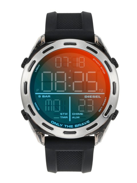

DIESEL Men Black & Silver-Toned Digital Watch