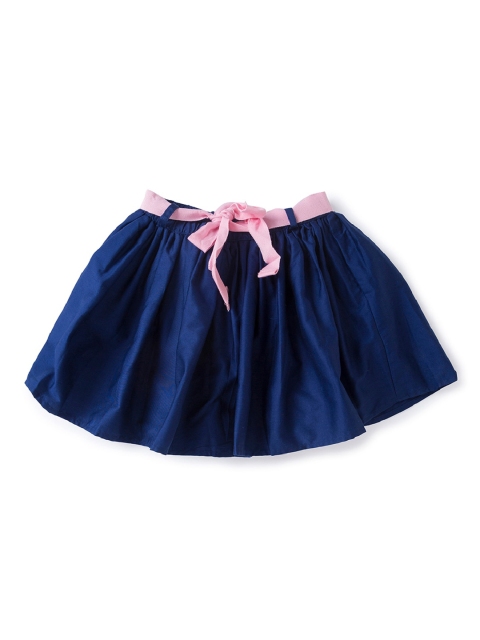 

5.10.15 Girls Navy Blue & Pink Solid Pleated Flared Pure Cotton Skirt