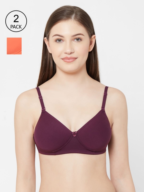 

Juliet Women Pack Of 2 Solid Non-Padded Non-Wired Everyday Bra 1112, Orange