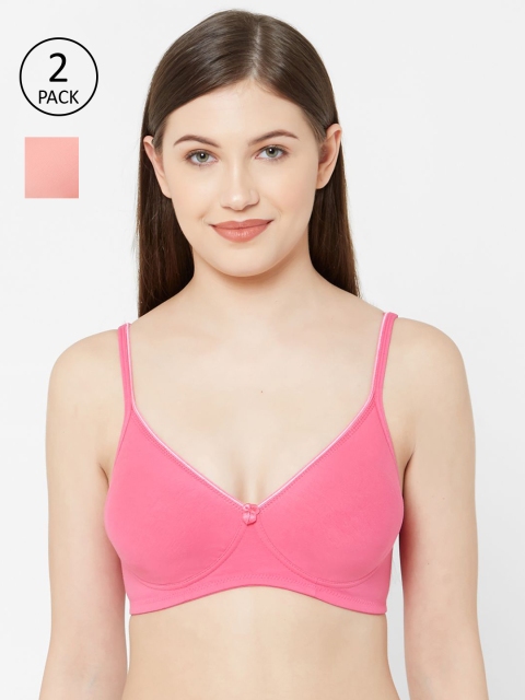 

Juliet Women Pack Of 2 Solid Non-Wired Non-Padded Everyday Bra, Pink