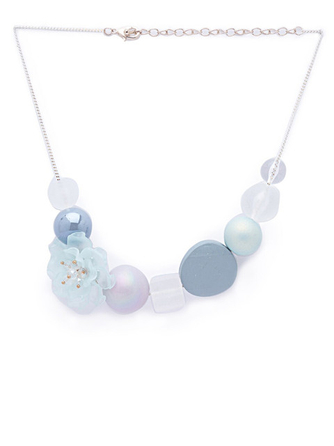 

Globus Blue & Purple Silver-Plated Beaded Statement Necklace