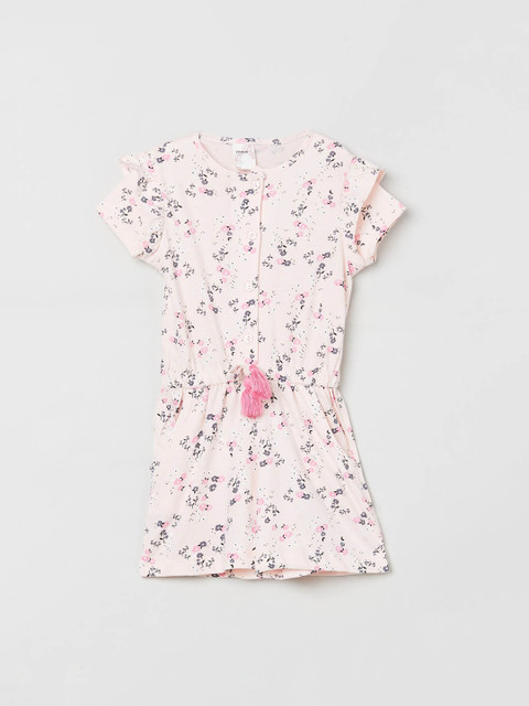 

max Girls Pink Printed Fit and Flare Dress