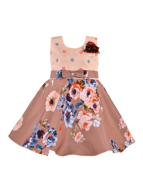 

Wish Karo Girls Brown Printed Fit and Flare Dress