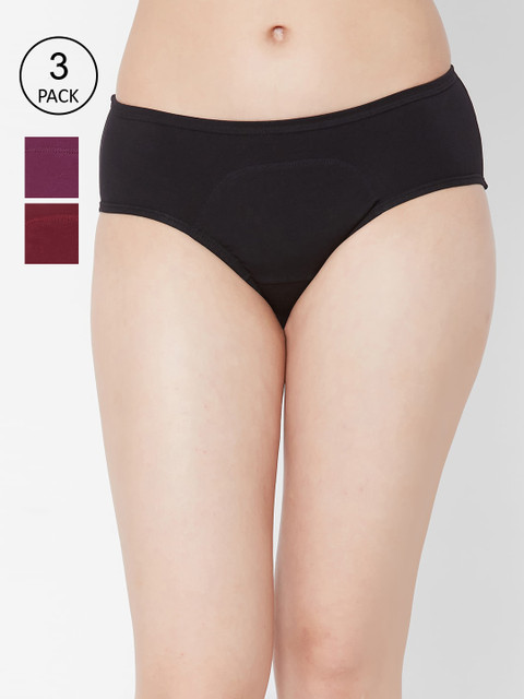 

Juliet Women Pack Of 3 Solid Period Briefs PERIOD PANTY-BK-MR-CC, Black