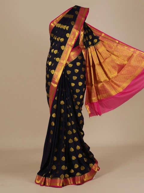 

Pothys Navy Blue Woven Design Poly Chiffon Saree