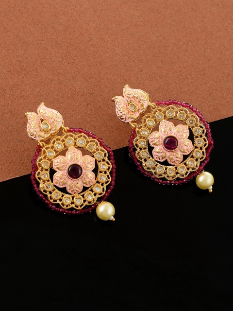 

Imittire Pink & Red Circular Hoop Earrings