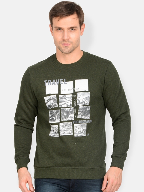 

t-base Men Green Printed Sweatshirt