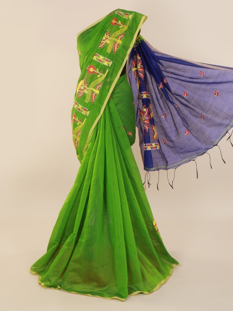 

Pothys Green Woven Design Cotton Blend Saree