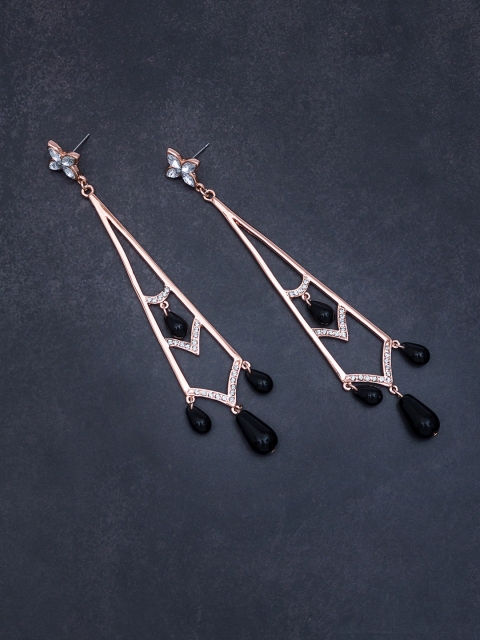 

Golden Peacock Rose Gold & Black Contemporary Drop Earrings