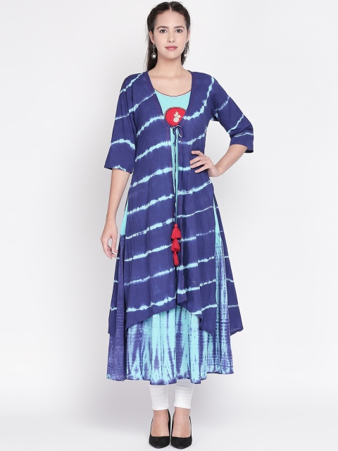 

WomenMagic Women Blue Dyed Anarkali Kurta