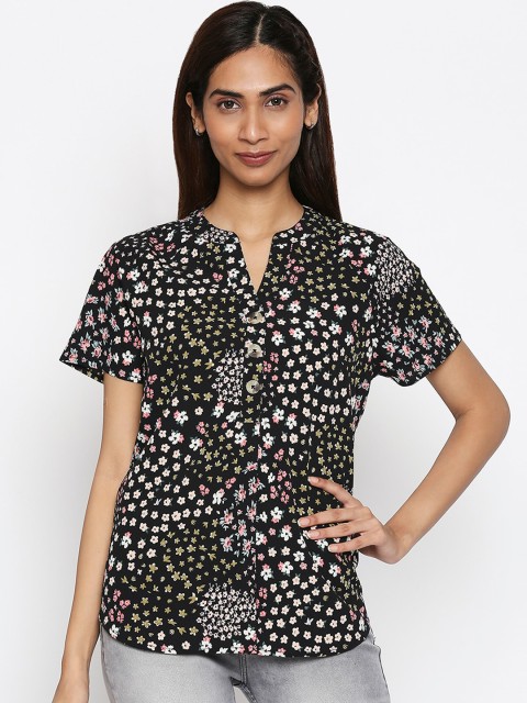 

Honey by Pantaloons Women Black & Pink Printed Tunic