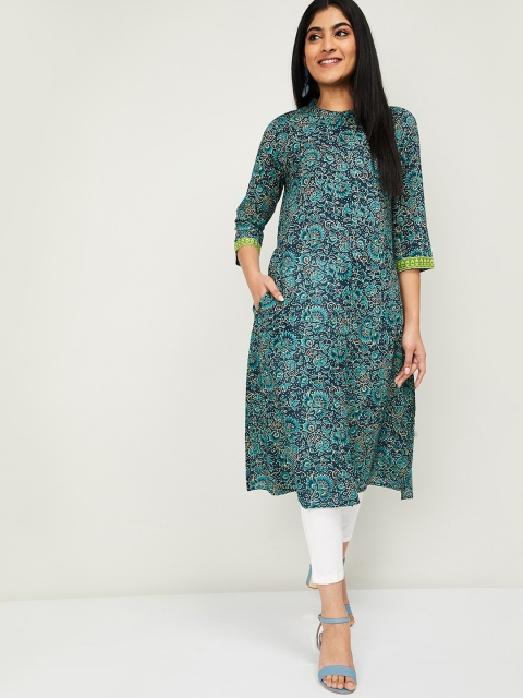 

Melange by Lifestyle Women Blue Printed A-Line Kurta