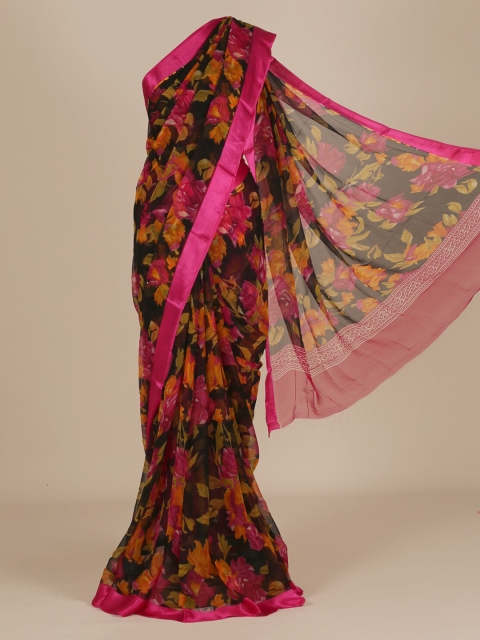 

Pothys Black Printed Poly Chiffon Saree