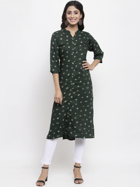

NEUDIS Women Green Printed A-Line Kurta