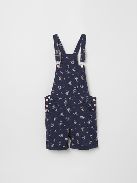 

max Girls Navy Blue Printed Pinafore Dress