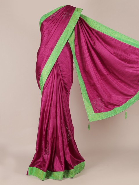 

Pothys Violet & Green Art Silk Solid Saree
