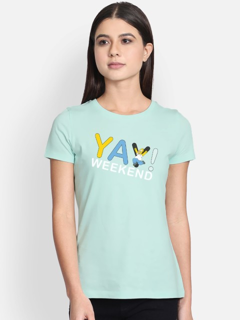 

Free Authority Women Green Simpsons Printed Round Neck Cotton Pure Cotton T-shirt