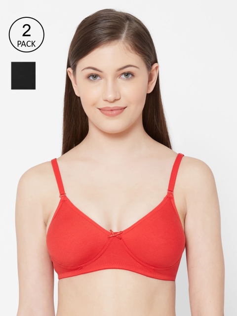 

Juliet Women Pack Of 2 Solid Non Padded Non-Wired All Day Comfort T-Shirt Bra 1030, Red