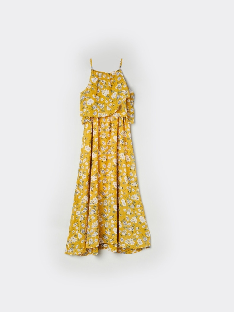 max Girls Yellow Printed A-Line Dress