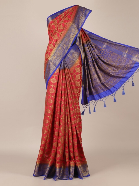 

Pothys Pink & Gold-Toned Jute Silk Woven Design Saree