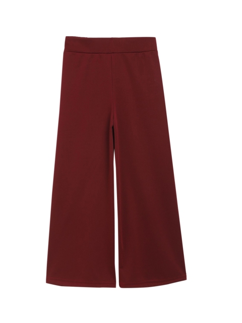 

ADIVA Girls Maroon Solid Wide Leg Palazzo