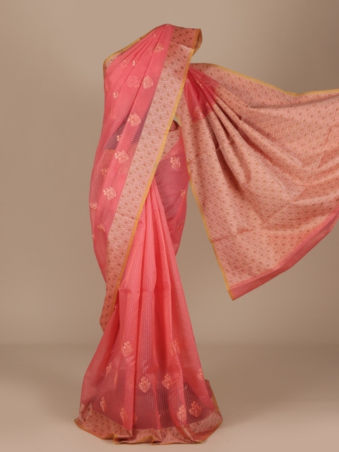 

Pothys Peach-Coloured Woven Design Cotton Blend Saree