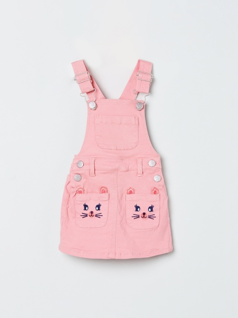 

max Girls Pink Embroidered Pinafore Dress