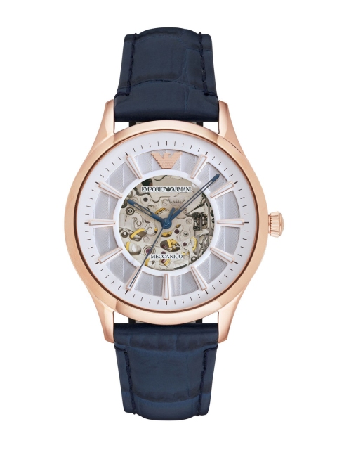

Emporio Armani Men Navy Blue & White Leather Analogue Watch AR1947