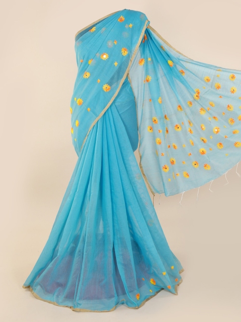 

Pothys Blue Woven Design Cotton Blend Saree