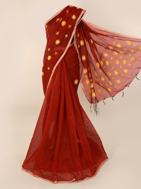 

Pothys Maroon Woven Design Cotton Blend Saree