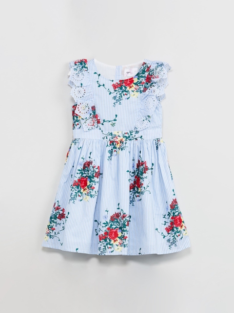 

max Girls Blue Printed A-Line Dress