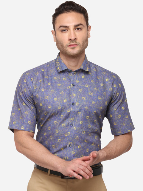 

JB STUDIO Men Blue Slim Fit Printed Formal Shirt