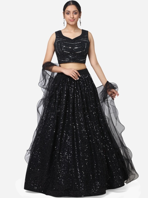 

BOMBAY SELECTIONS Women Black Embellished Ready to Wear Lehenga & Blouse with Dupatta