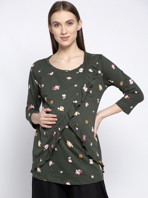 

Tiara Women Green Printed Maternity Top