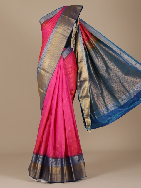 

Pothys Pink & Blue Pure Silk Woven Design Saree
