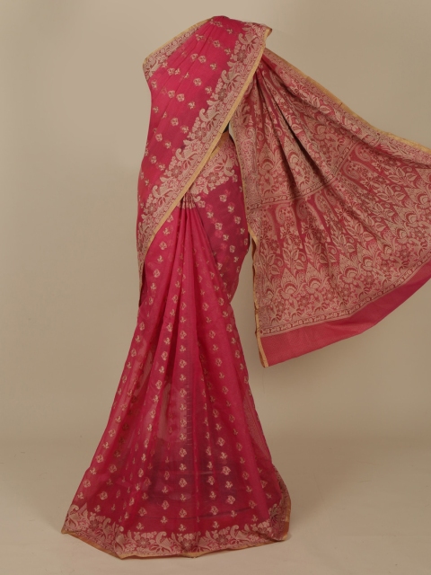 

Pothys Pink & Gold-Toned Cotton Blend Woven Design Saree