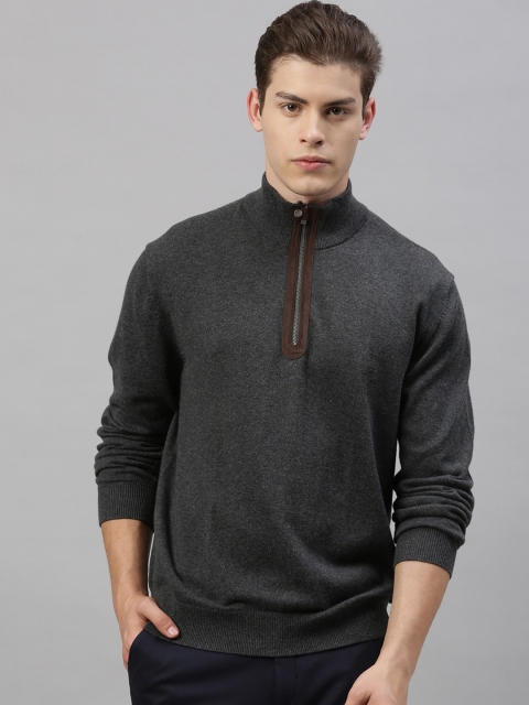 

RARE RABBIT Men Grey Solid Pullover Sweater
