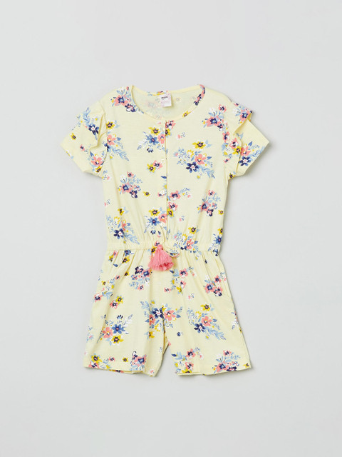 

max Girls Yellow Printed Pinafore Dress