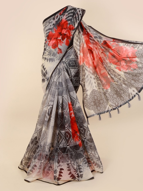 

Pothys Grey Printed Cotton Blend Saree